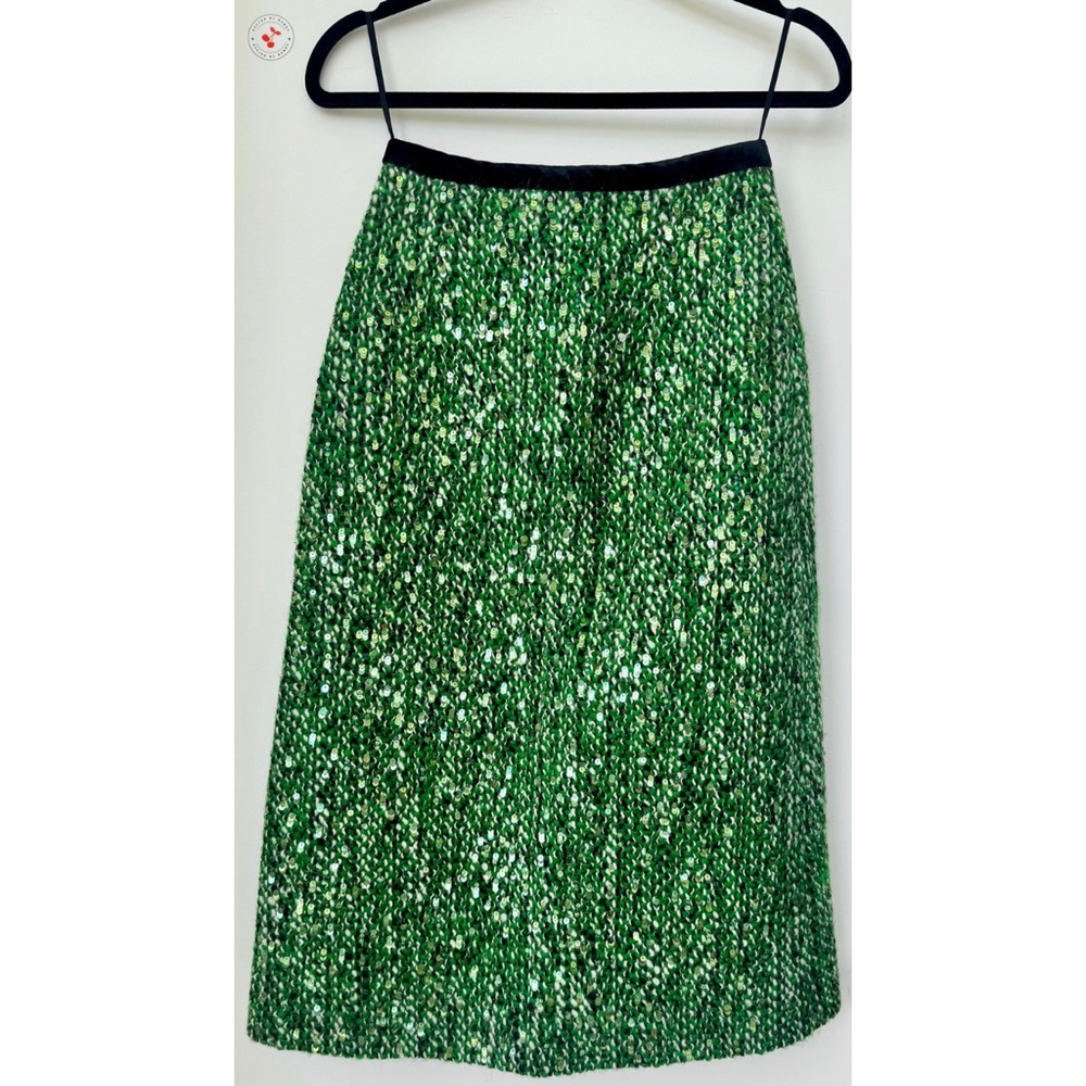 Gucci Wool Sequins Midi Skirt in Green